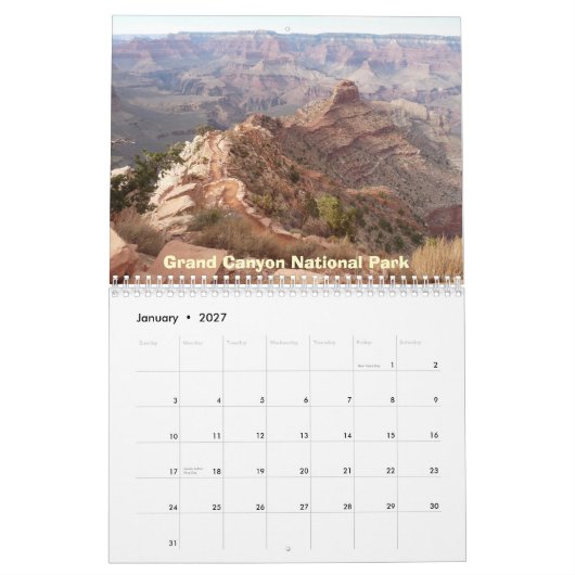 Speciale plaatsen van Arizona Kalender (Jan 2027)