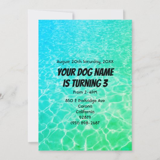 Speciale pool voor uw hond kaart (Achterkant)