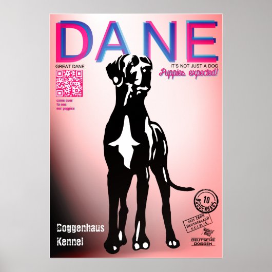 Speciale poster voor de verkoop van Great Dane-pup (Voorkant)