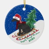 Speciale Premier Black Lab Xmas opgeslagen Keramisch Ornament (Voorkant)