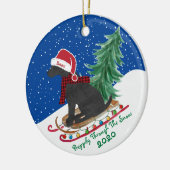 Speciale Premier Black Lab Xmas opgeslagen Keramisch Ornament (Links)