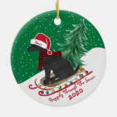 Speciale Premier Black Lab Xmas opgeslagen Keramisch Ornament (Achterkant)
