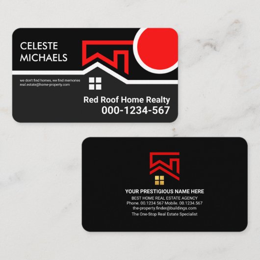 Speciale Red Rooftop Sun Realty Border Visitekaartje (Voorkant / Achterkant)