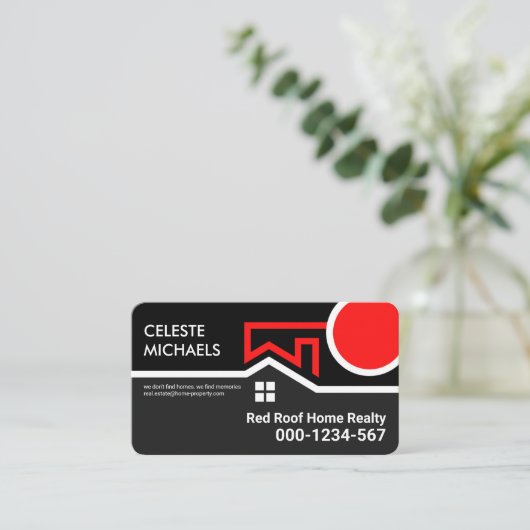 Speciale Red Rooftop Sun Realty Border Visitekaartje (Staand voorkant)