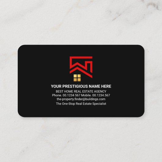 Speciale Red Rooftop Sun Realty Border Visitekaartje (Achterkant)