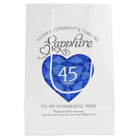 Speciale Sapphire jewel 45e jaars juweltas Medium Cadeauzakje (Achterkant)