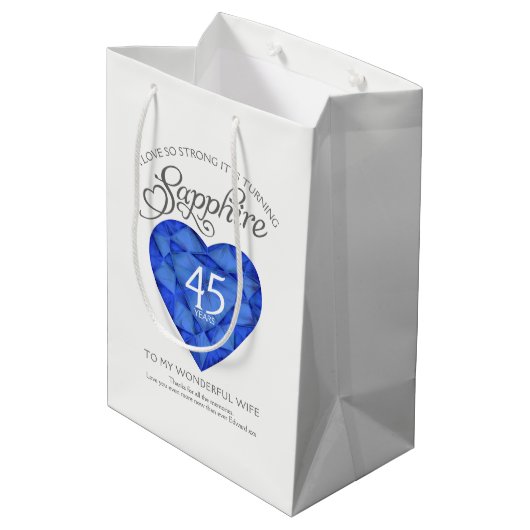 Speciale Sapphire jewel 45e jaars juweltas Medium Cadeauzakje (Achterkant Gekanteld)