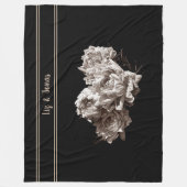 Speciale Sepia Peonies - Groot zwart Fleece Deken (Voorkant)