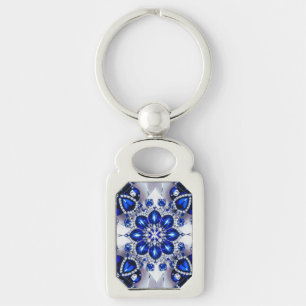 Speciale sleutelhanger met Blauw Wit Kleuren Desig