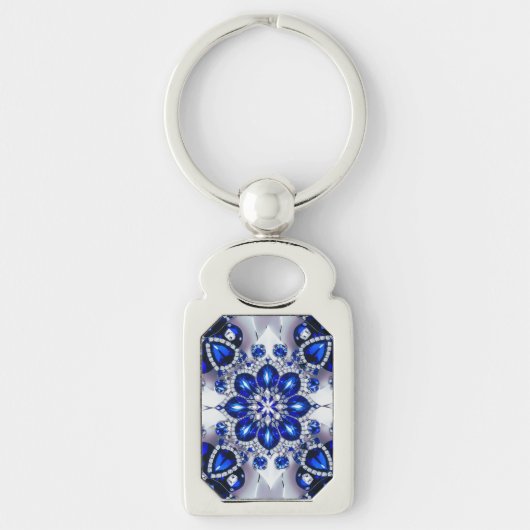 Speciale sleutelhanger met Blauw Wit Kleuren Desig (Voorkant)