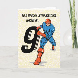 Speciale Stiefbroer 9e Verjaardag Superheld Kaart