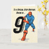 Speciale Stiefbroer 9e Verjaardag Superheld Kaart (Gele Bloem)