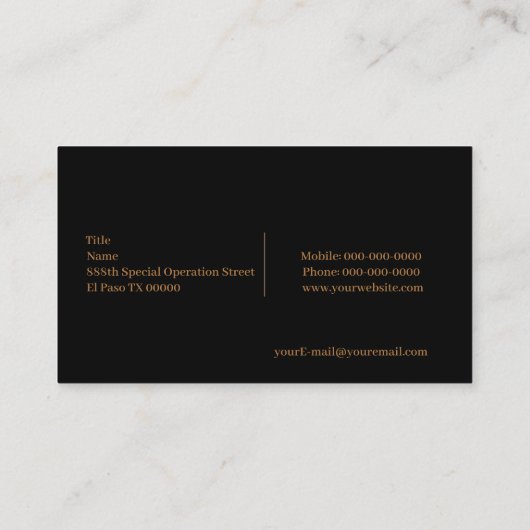 Speciale strijdkrachten visitekaartje (Achterkant)