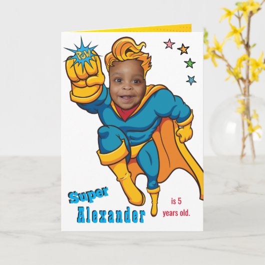 Speciale superheld Amazing Flying Foto Kaart (Gele Bloem)