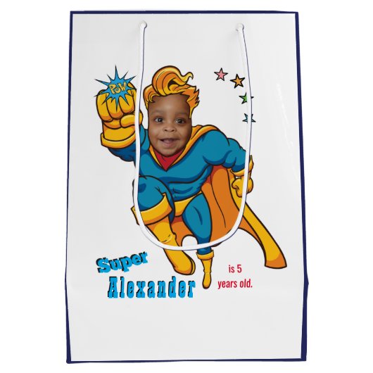 Speciale superheld Amazing Flying Foto Medium Cadeauzakje (Achterkant)