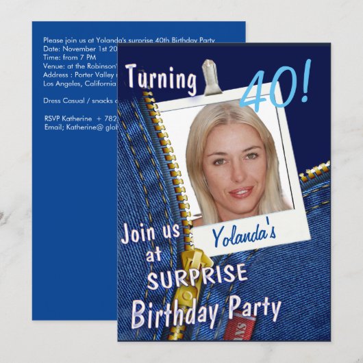 Speciale Surprice Birthday Party Kaart (Voorkant / Achterkant)