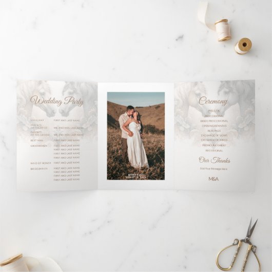 Speciale Trifold Toevoegen Foto Wedding Programma (Binnen)