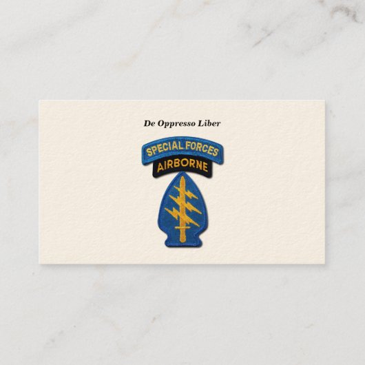 Speciale troepenmacht Groene Berets SFG SF SOF vet Visitekaartje (Achterkant)