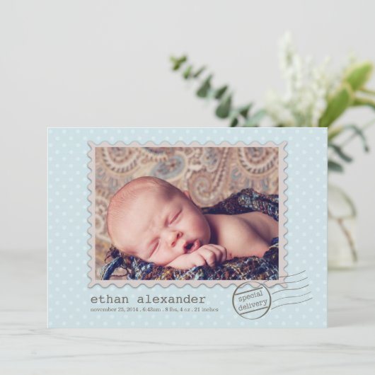 Speciale uitgave Baby Boy Foto Aankondiging specia (Staand voorkant)