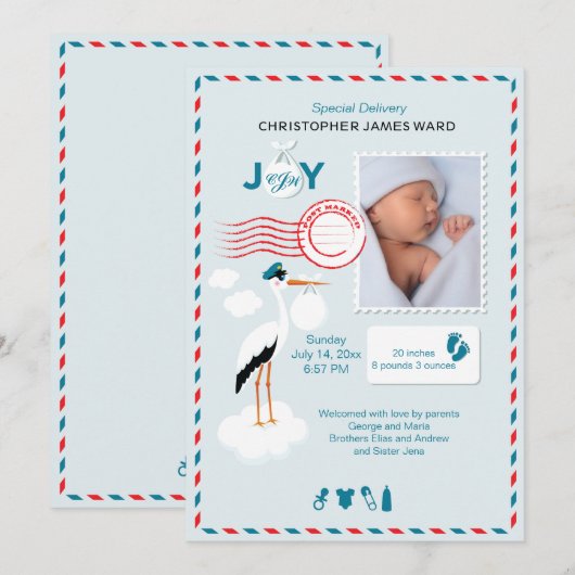 Speciale uitgave Foto geboortedatum Aankondiging (Voorkant / Achterkant)