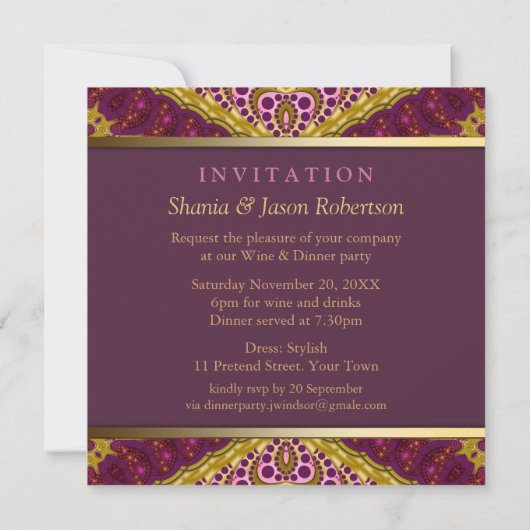 Speciale uitnodiging exotische oostelijke diner-pa (Achterkant)