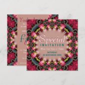 Speciale uitnodiging voor Girly Pink & Blauwgroen  (Voorkant / Achterkant)