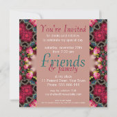 Speciale uitnodiging voor Girly Pink & Blauwgroen  (Achterkant)