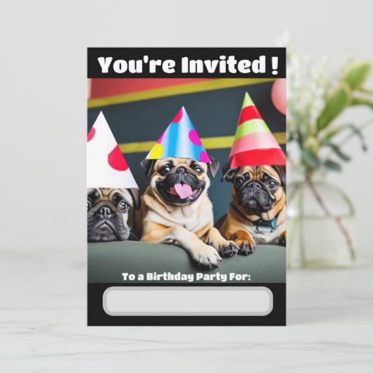 Speciale uitnodiging voor Pug-hond (Staand voorkant)