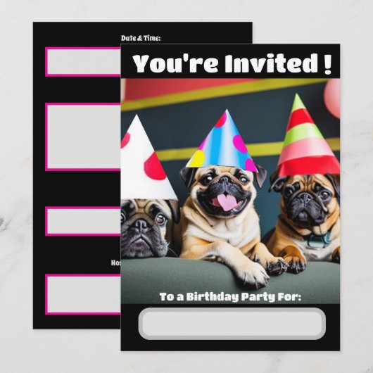 Speciale uitnodiging voor Pug-hond (Voorkant / Achterkant)