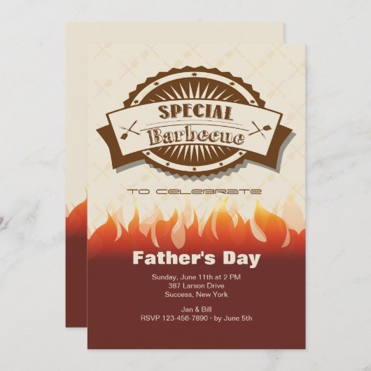 Speciale uitnodiging voor Vaderdag in barbecues (Voorkant / Achterkant)