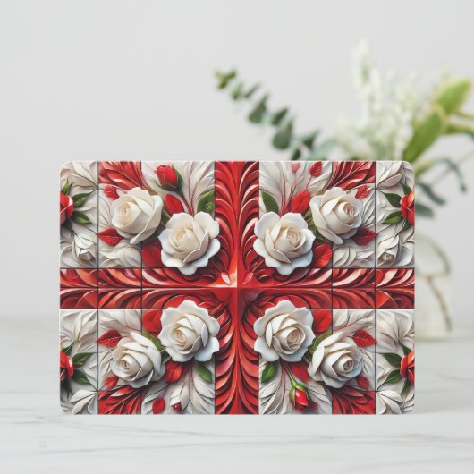 Speciale uitnodigingen met Engelse Rozen (Staand voorkant)