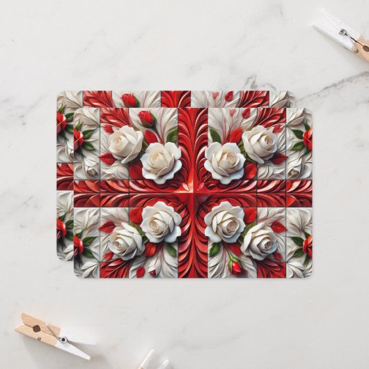 Speciale uitnodigingen met Engelse Rozen (Voorkant / Achterkant in situ)