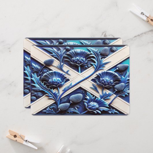 Speciale uitnodigingen voor Scottish Thistles (Voorkant / Achterkant in situ)