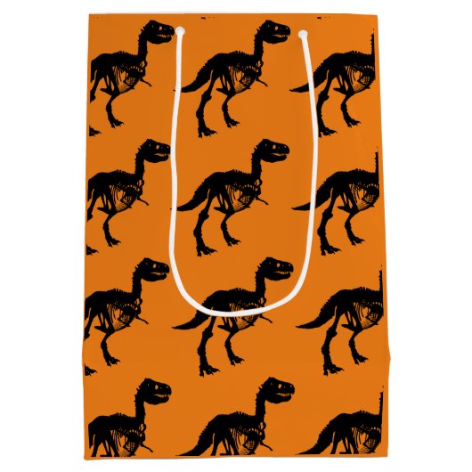 Speciale unieke dinosaurus skelet cadeau tas medium cadeauzakje (Achterkant)