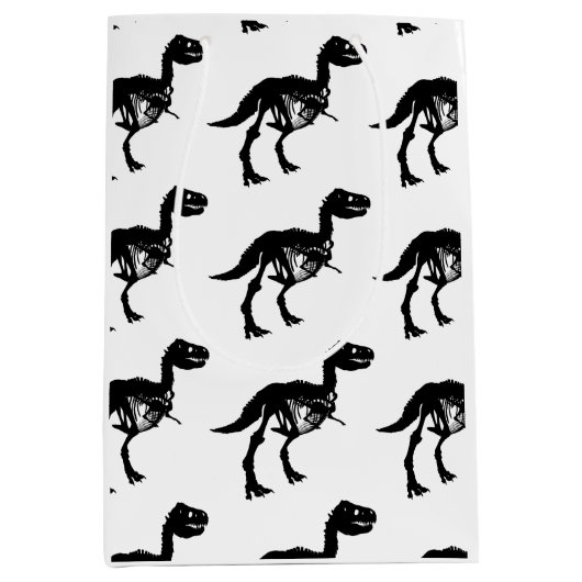 Speciale unieke dinosaurus skelet cadeau tas medium cadeauzakje (Voorkant)