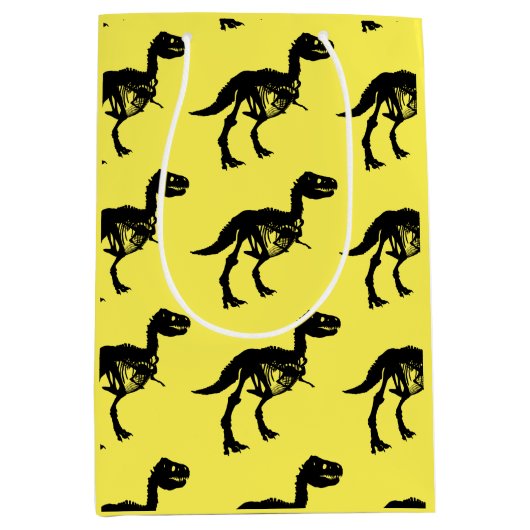 Speciale unieke dinosaurus skelet cadeau tas medium cadeauzakje (Voorkant)