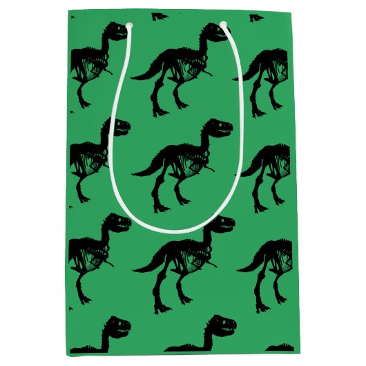 Speciale unieke dinosaurus skelet cadeau tas medium cadeauzakje (Voorkant)