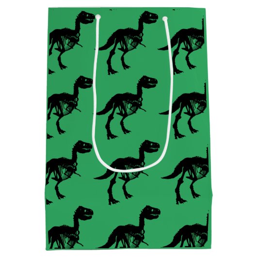 Speciale unieke dinosaurus skelet cadeau tas medium cadeauzakje (Achterkant)