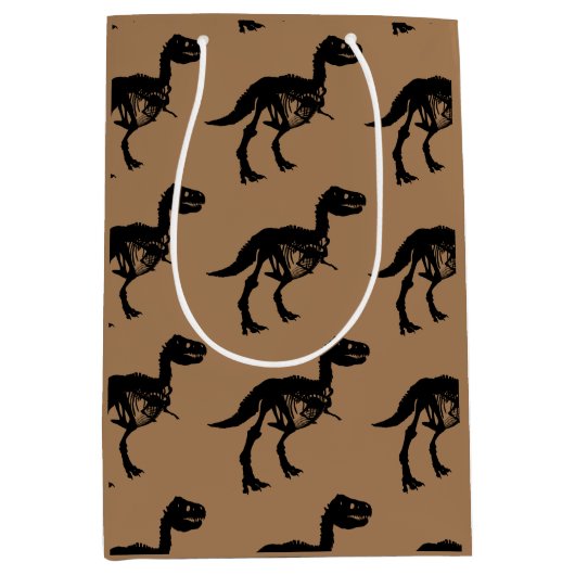Speciale unieke dinosaurus skelet cadeau tas medium cadeauzakje (Voorkant)