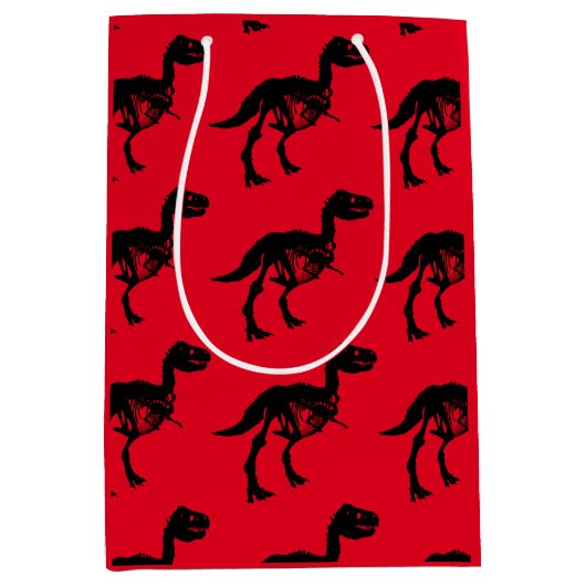Speciale unieke dinosaurus skelet cadeau tas medium cadeauzakje (Voorkant)