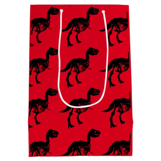 Speciale unieke dinosaurus skelet cadeau tas medium cadeauzakje (Achterkant)