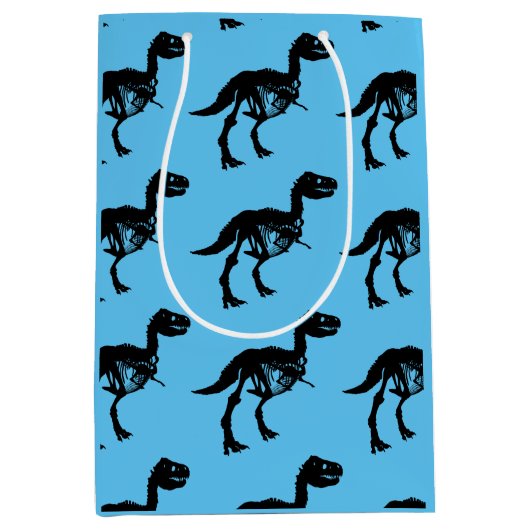 Speciale unieke dinosaurus skelet cadeau tas medium cadeauzakje (Voorkant)
