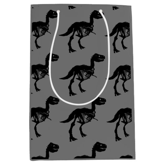 Speciale unieke dinosaurus skelet cadeau tas medium cadeauzakje (Voorkant)