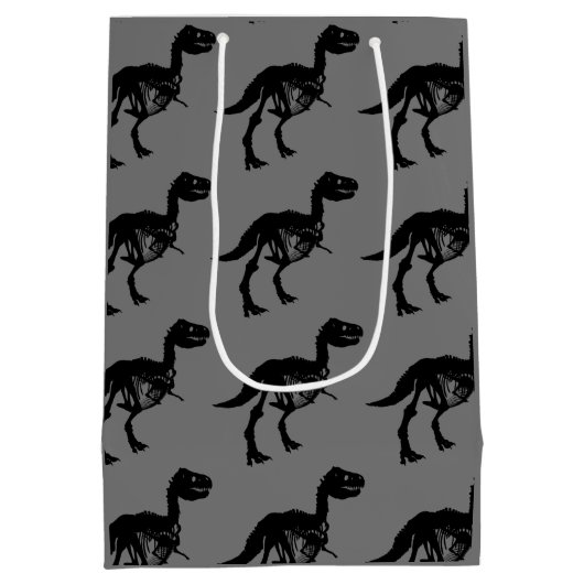 Speciale unieke dinosaurus skelet cadeau tas medium cadeauzakje (Achterkant)