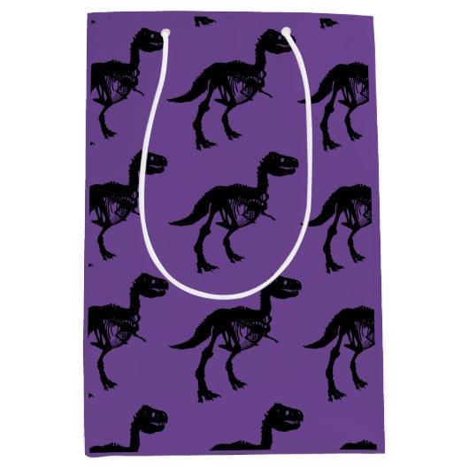 Speciale unieke dinosaurus skelet cadeau tas medium cadeauzakje (Voorkant)