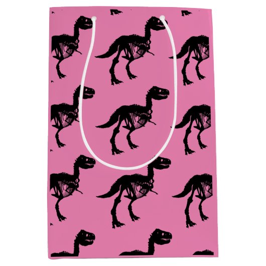 Speciale unieke dinosaurus skelet cadeau tas medium cadeauzakje (Voorkant)