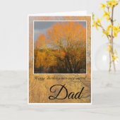 Speciale vader Birthday, Sunkust Winter Trees. Kaart (Gele Bloem)