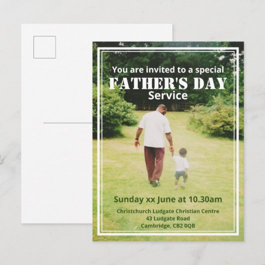 Speciale Vaderdag Service - Aangepaste foto Uitnodiging Briefkaart (Voorkant / Achterkant)