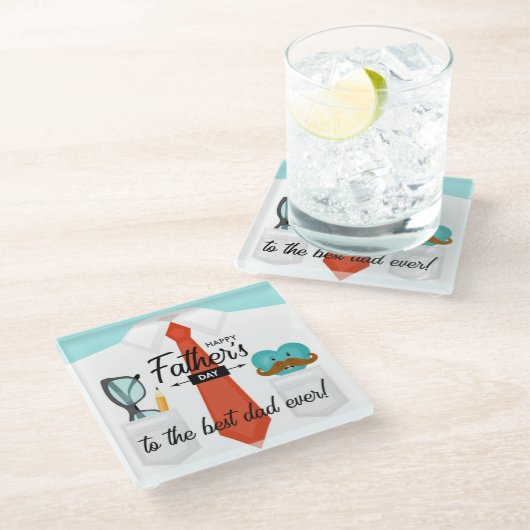 Speciale vaders dag groeten beste vader ooit glazen onderzetter (Schuin)