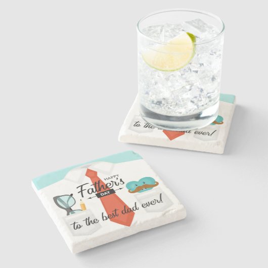 Speciale vaders dag groeten beste vader ooit stenen onderzetter (Zijkant)